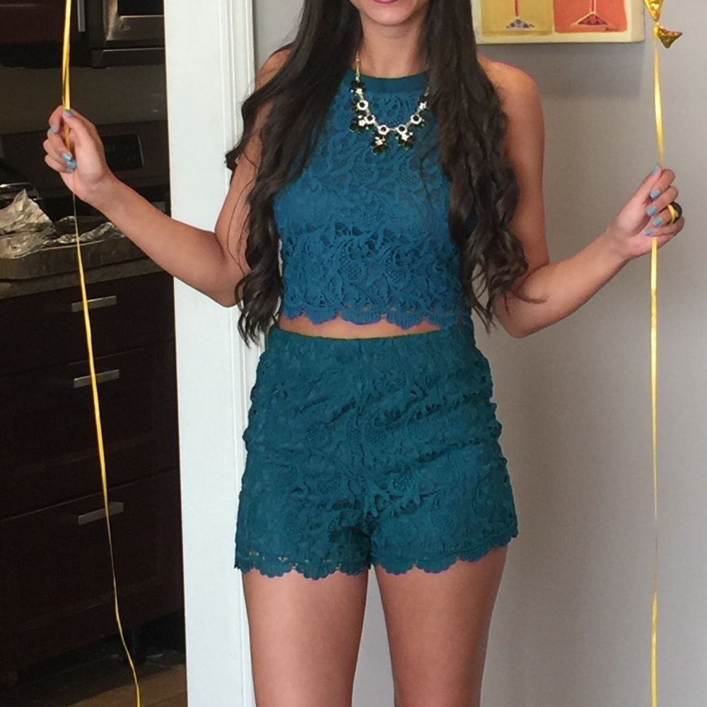 Teal Lace Two Piece